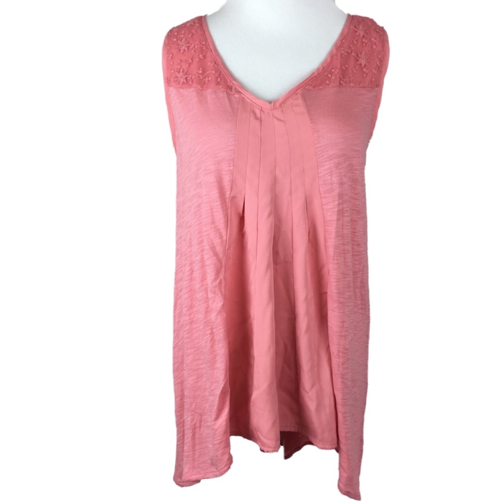 LC Lauren Conrad M Blush Embroidered Blouse Top